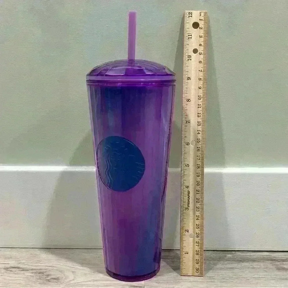 Starbucks Summer 2022 Purple Blue Kaleidoscope Dome Cold Cup Straw Tumbler 24oz - Picture 7 of 7